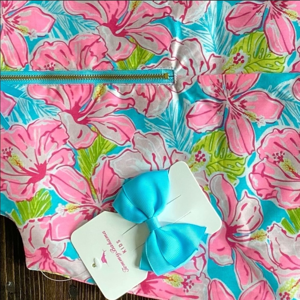 NEW Tommy Bahama Kids Pink Blue Floral Dress 5 & 8 - Picture 3 of 9